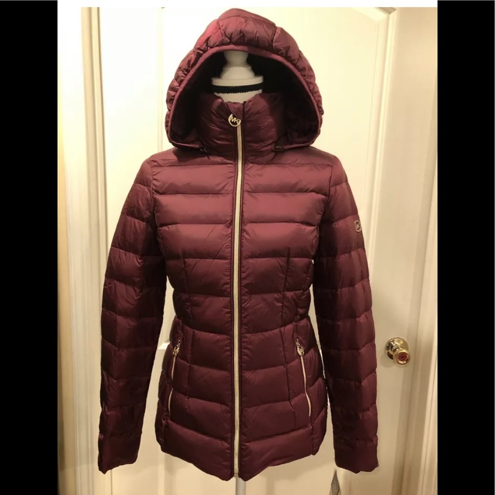 Michael Kors packable down jacket puffer dark ruby - Picture 3 of 12